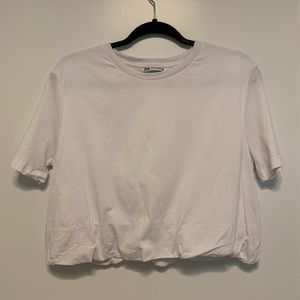 Zara White Cropped Tee (NEVER WORN)